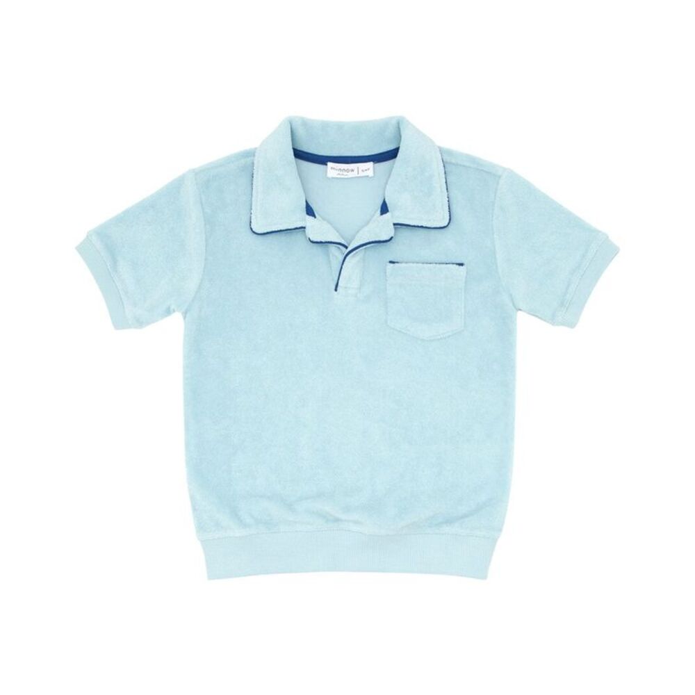 Minnow Boys  French Terry Polo Shirt, Blue